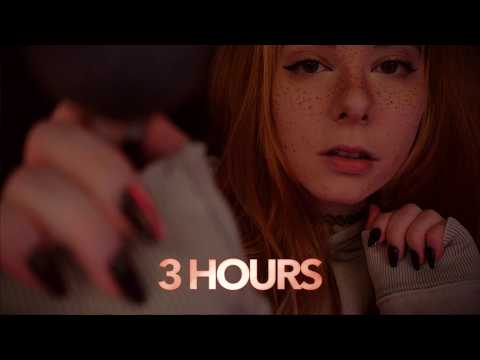 ASMR | 3 hours Close Up Slow Face Brushing & No Talking - white noise, layered ambiance