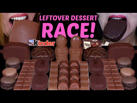 ASMR LEFTOVER DESSERT RACE! KLONDIKE BAR, DARK CHOCOLATE TICO ICE CREAM, DOVE ICE CREAM, KINDER 먹방