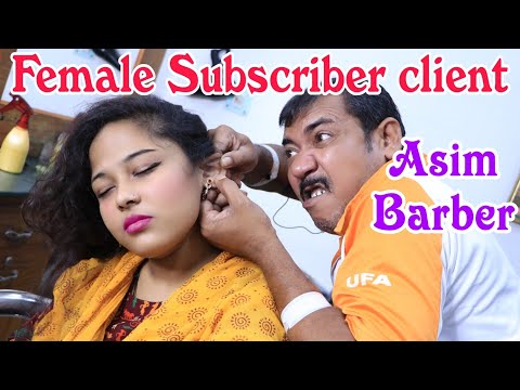 Asim barber doing massage to his female subscriber client | crunchy neck and spine ASMR crack