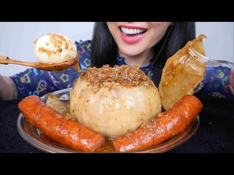 CABBAGE BOIL + SAUSAGE + EGGS (ASMR EATING SOUNDS) LIGHT WHISPERS | SAS-ASMR