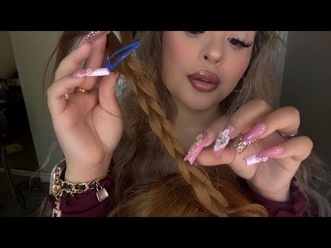 ASMR - Hair Styling Session 💕 Curling, Braids & Clipping + Sectioning