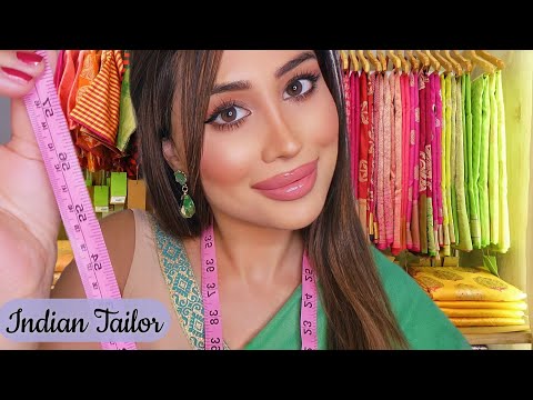 🇮🇳🧵✂️indian Tailor measures You●indian accent● Soft-spoken ASMR●showing you various fabrics