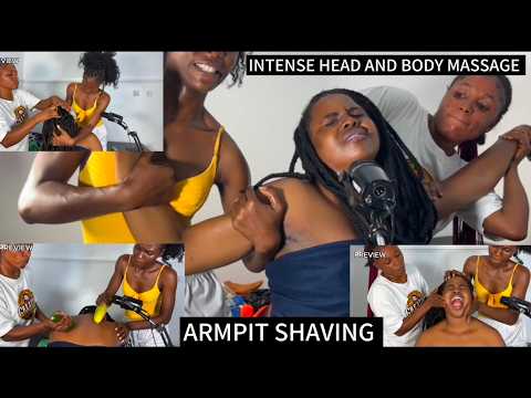 ASMR Back & Shoulder Massage + Scalp Scratching for Sleep |Armpit Shaving Very Relaxing Tingles