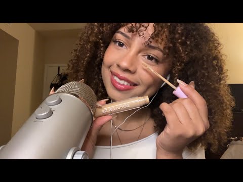 ASMR my makeup routine/tutorial 🫶 (makeup sounds, rummaging, whisper rambles) a bit disorganized…