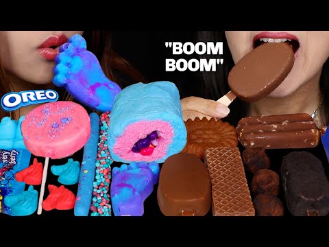 WHAT REALLY HAPPENS DURING AN ASMR VIDEO WITH KIM&LIZ "COTTON CANDY VS CHOCOLATE" DESSERTS! 먹방