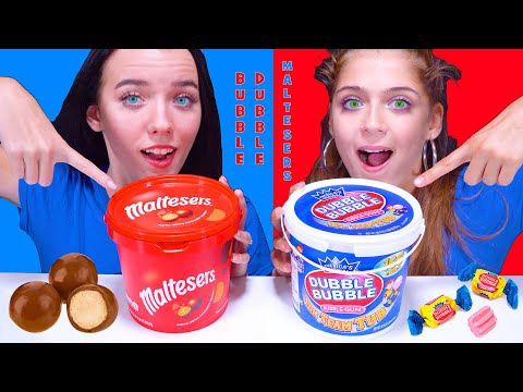 ASMR DOUBBLE BUBBLE GUM VS MALTESERS FOOD CHALLENGE By LiLiBu