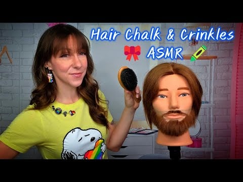 🎀 Soft Hair Play ASMR | Brushing, Rollers, Chalk & Ribbons 🌈✨
