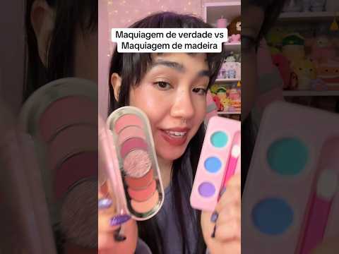 Maquiagem de verdade VS de madeira #asmr #maquiagem