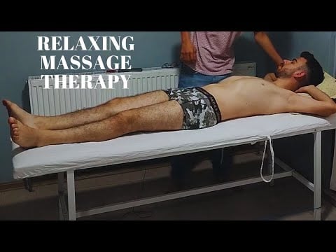 ASMR MAN MASSAGE WITH RELAXING AND GUARANTEED SLEEP ON A STRETCHER-leg,chest,arm.abdominal