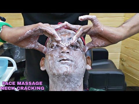 ASMR Face massage & face wash for dirt cleaning | Head & shoulder massage with Neck cracking asmr