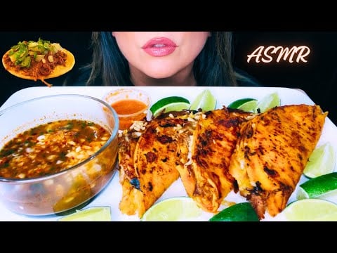 ASMR BIRRIA TACOS WITH CONSOMME MUKBANG | EATING SOUNDS