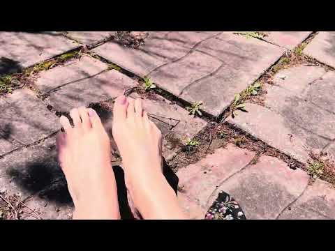 ASMR gentle bare feet in the grass