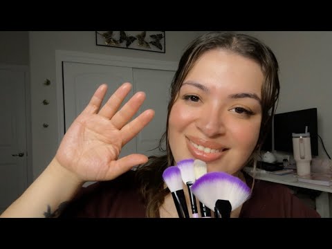 ASMR| Personal Attention- Face massaging with dry hands & face brushing- Semi fast & gentle 😴