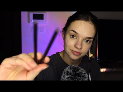 ASMR tracing your face with chopsticks (visual ASMR + whispering)
