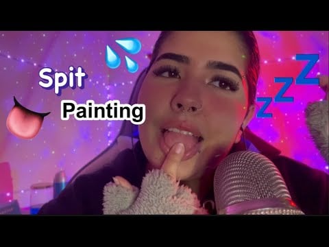 ASMR Spit Painting Relax👅💦 + Ear/Orejas👂💦 - Ly ASMR #spitpainting  #sonsdeboca #lyasmr_