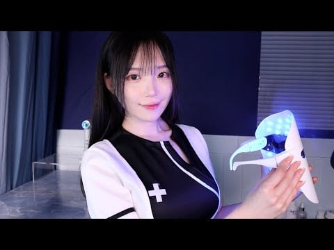 ASMR(Sub✔)피부과 LED 기계 진단부터 테라피까지 피부 클리닉 풀케어 체험