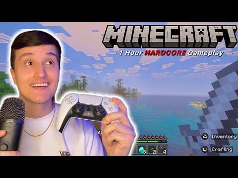 ASMR Gaming | 1 Hour HARDCORE Minecraft Gameplay (w/ controller sounds)