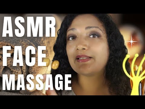 Face massage ASMR for deep sleep💆 Skin tracing Massage tools soft spoken Mouth sounds Hand movements