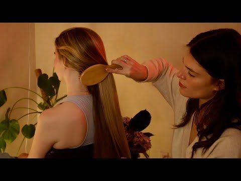 ASMR | Hair Play, Brushing, Back Scratching, & Braiding On Valerie (Whisper, Real Person ASMR)