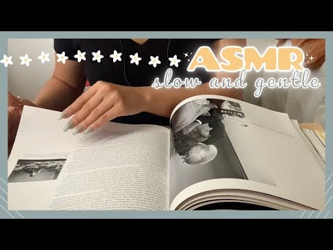 asmr | destressing slow page turning ✨ thick glossy pages (no finger licking) no talking