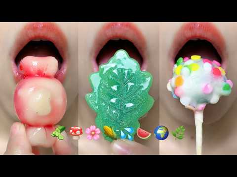 asmr Satisfying Eating Wax Candy Emoji Food challenge 🌿🌸🍂