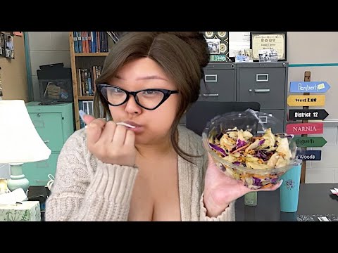 ASMR teacher talks to you about your grades (and eats a salad) 👩🏻‍🏫🥗 (realistic)