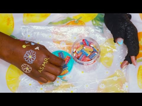 Tasty Chewy Sour Rainbow Bites ASMR Eating Sounds