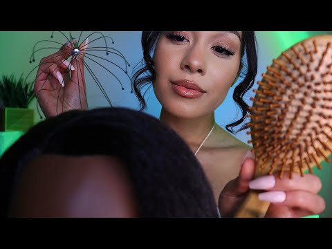 ASMR Soothing Scalp Treatment, Scalp Massage, Scratching & Hair Brushing For DEEP Sleep 🌙