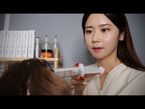 ASMR[SUBSOON] 잠이솔솔 헤어복구클리닉(헤어커트,단백질케어,머리만지는소리,샴푸,마사지,고데기) / Sleep Inducing Hair Treatment