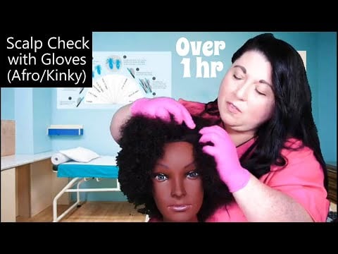 ASMR Scalp Check with Gloves on Afro/Kinky Hair Compilation (Scalp Treatment, Whispering) Medical RP