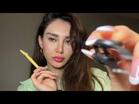 اى اس ام آر فارسى /آرايشگر تو مخ كه ابروهاتو بر ميداره+جويدن آدامس| beauty salon roleplay ASMR