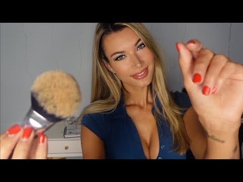 ASMR Slow Face Touching & Brushing