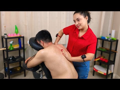 ASMR | Back & Shoulder Massage on Chair 💆‍♀️ Deep Relaxation (No Talking)