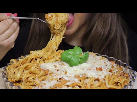 ASMR CHEESY BOLOGNESE LINGUINI PASTA BEEF MUKBANG no talking CREMA ASMR #asmr #mukbang #bolognese