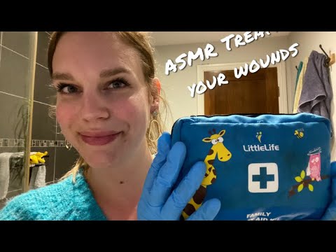 [ASMR] Best friend treats your wounds ( gloves sounds, a lot of personal attention )