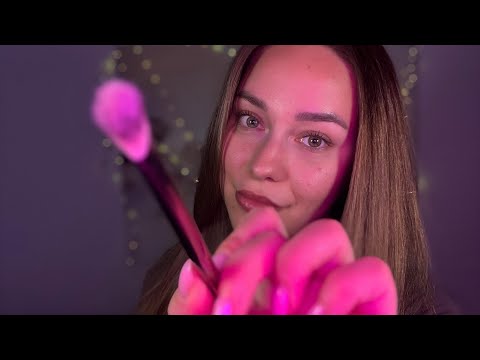 ASMR - Gently Tracing Names With Nails And Brush + Mouth Sounds