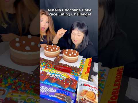 Nutella chocolate cake race eating challenge… #food #eating #mukbang #cake #nutella