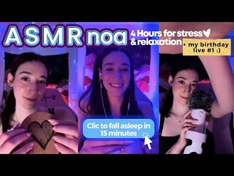 Whispering, Tapping +more! | 4 HOURS of #asmr for sleep and relaxation 💕| Birthday Livestream #1 🥳
