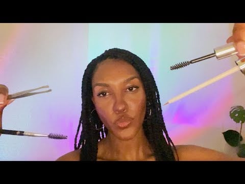 ASMR Doing Your Eyebrows (Plucking, Brushing, Inaudible Whispers)