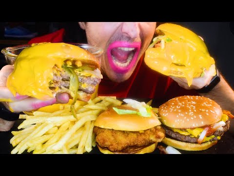 ASMR MESSY MCDONALDS CHEESE SAUCE FEAST ! * mukbang no talking * nomnomsammieboy