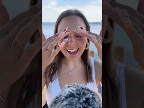 Face tracing ASMR on the lake 🩵 #asmr #bestlifebybrooke #asmrtriggers #tingles #asmrvideo #nails