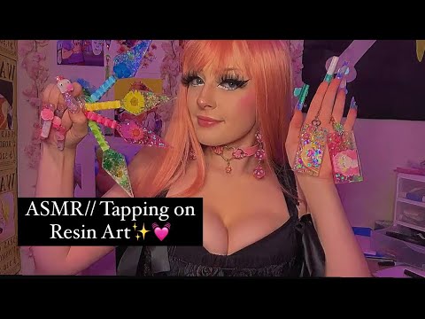 ASMR// Tapping on my Resin Art for my Etsy Restock (nail tapping & talking)💖✨