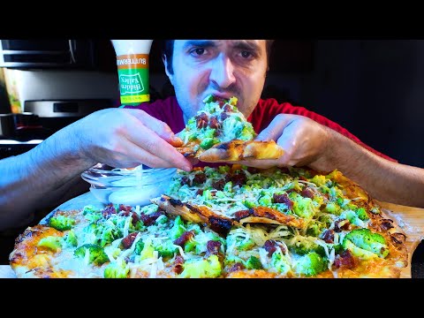 SPICY SAUSAGE BUTTERMILK RANCH SAUCE PIZZA ! * ASMR NO TALKING MUKBANG * | NOMNOMSAMMIEBOY