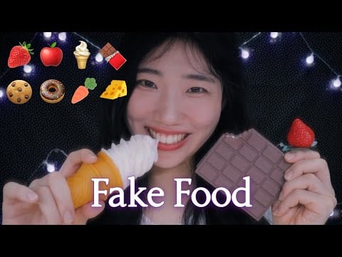 ASMR Fake Food Emoji Challenge🍓🍎🍦🍫 | Mouth sounds
