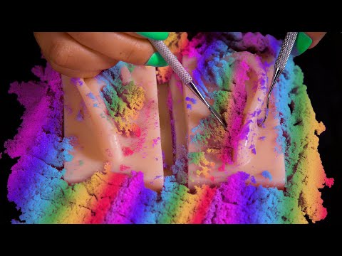 [ASMR] A large amount of kinetic sand 👂 Overflowing from your ears! [Earpick, cotton swab, Trigger]