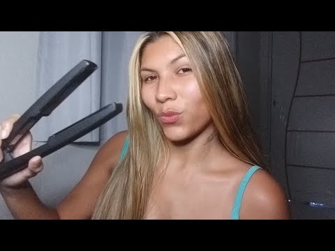 ASMR FOFOCANDO E FAZENDO CHAPINHA NO MEU CABELO (voz suave)