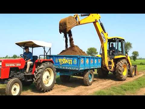 JCB 4dx Backhoe Machine And Tow Trucks Were Going To Load Soil, they found a Snake On The Road