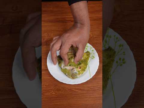 🔥 ASMR Green Pomfret Fry | Hariyali Masala Fish Fry | Satisfying Frying Sounds #shorts #asmr