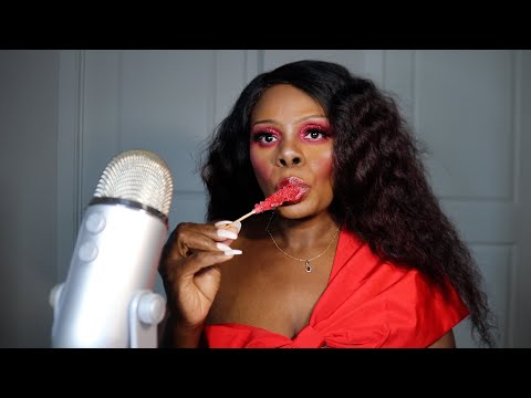 RED ROCKCANDY LOLLIPOP ASMR EATING SOUNDS