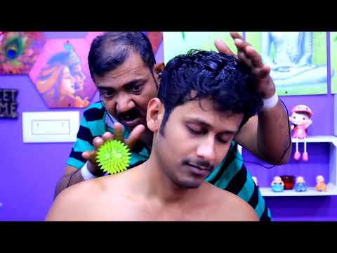 Asim Barber new head Massage therapy with cactus ball |  ASMR neck crack and hair crack
